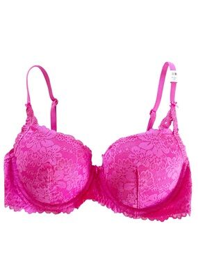 Victoria's Secret PINK Wink Balconette Push-up Lace Bra Hot Pink Size 32D NWT
